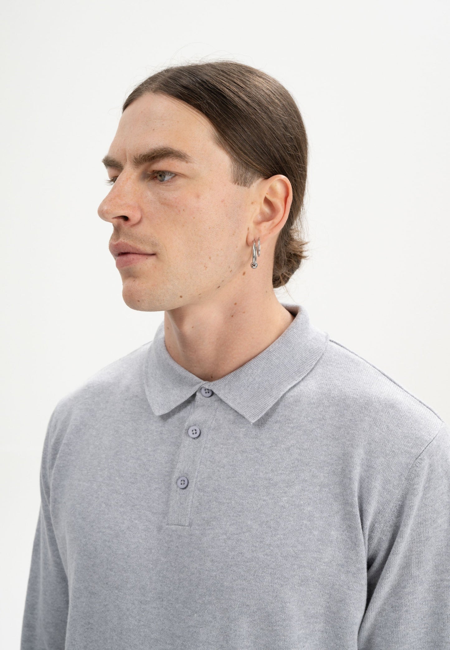 Langärmliges Strick-Poloshirt Modell HARISH