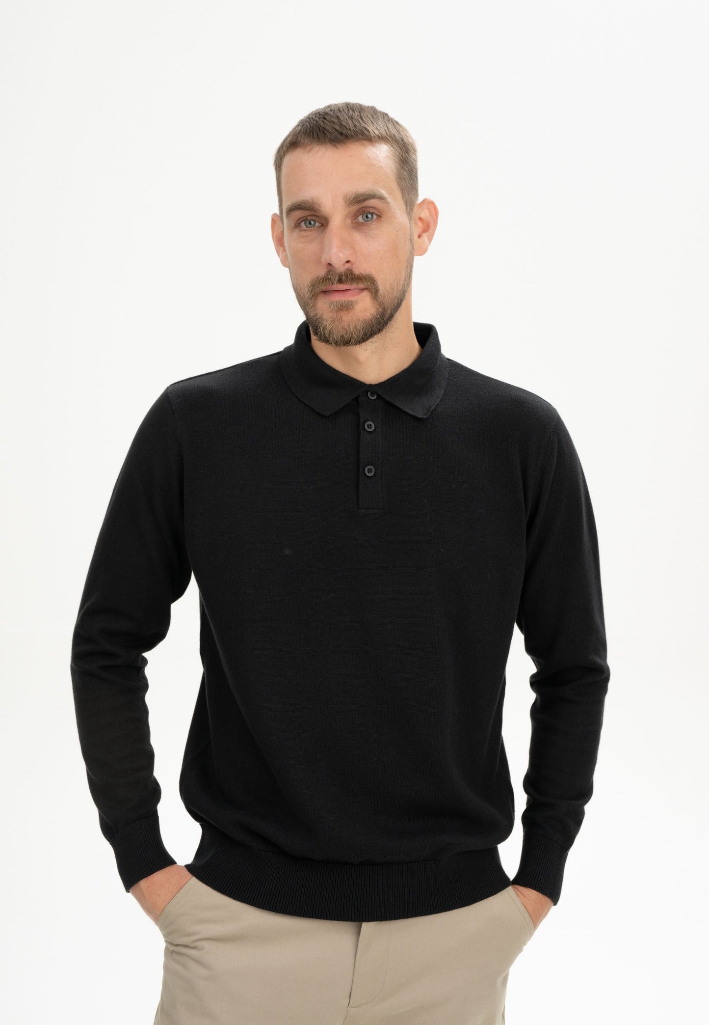 Langärmliges Strick-Poloshirt Modell HARISH