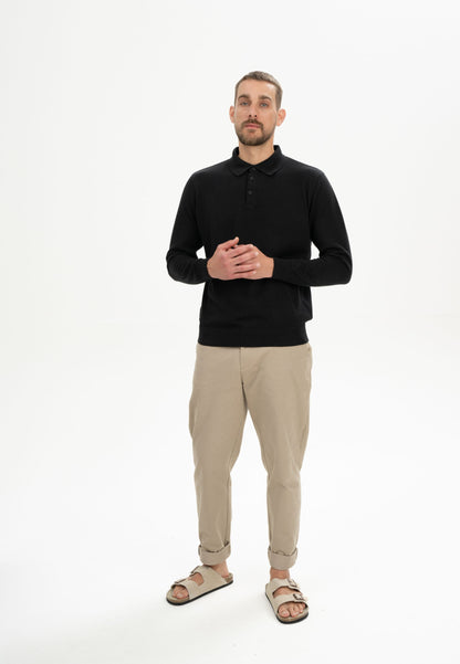 Langärmliges Strick-Poloshirt Modell HARISH