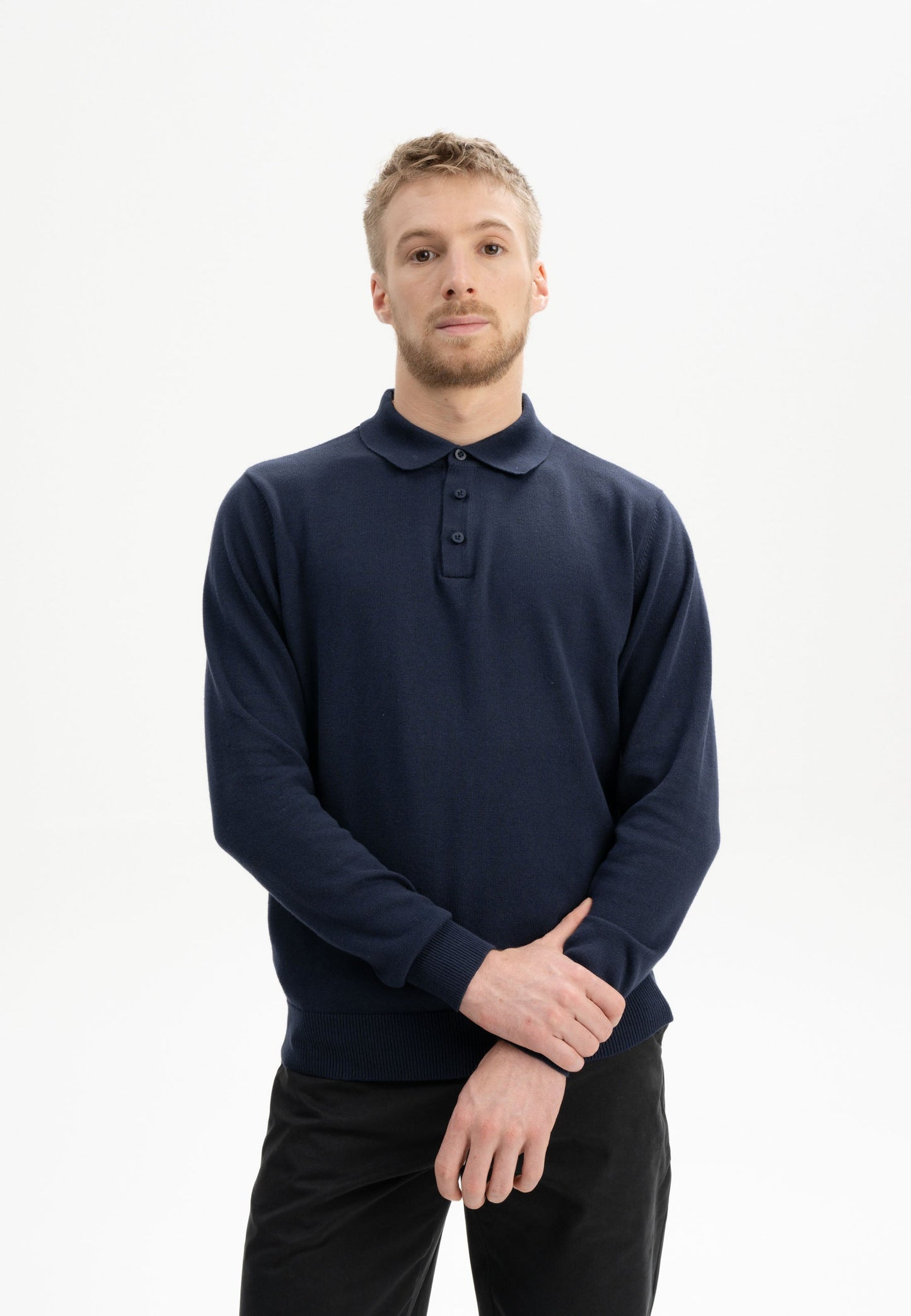 Langärmliges Strick-Poloshirt Modell HARISH