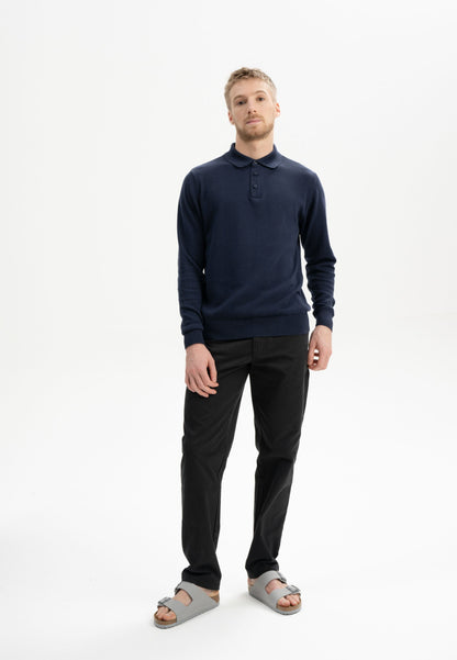 Langärmliges Strick-Poloshirt Modell HARISH