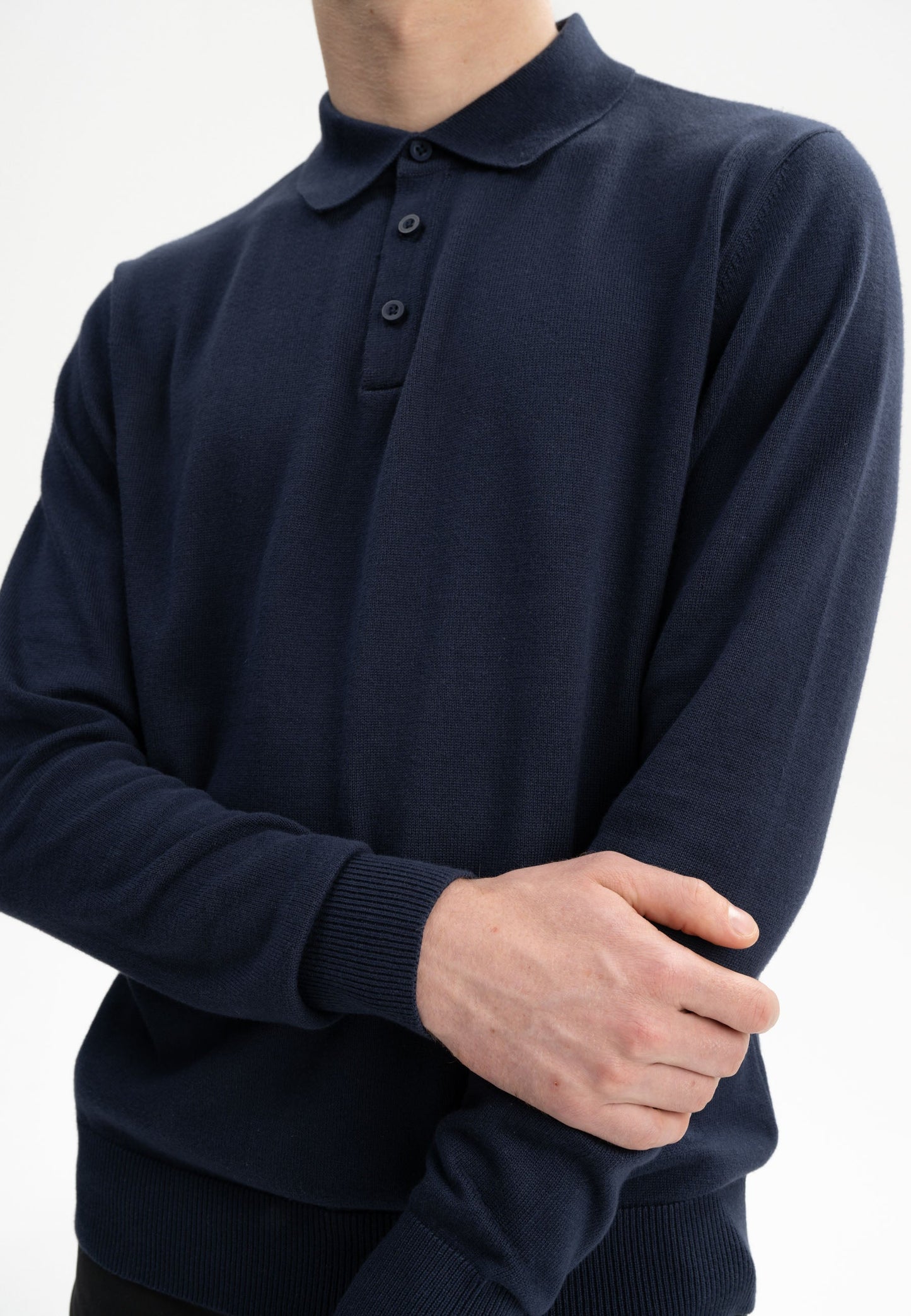 Langärmliges Strick-Poloshirt Modell HARISH