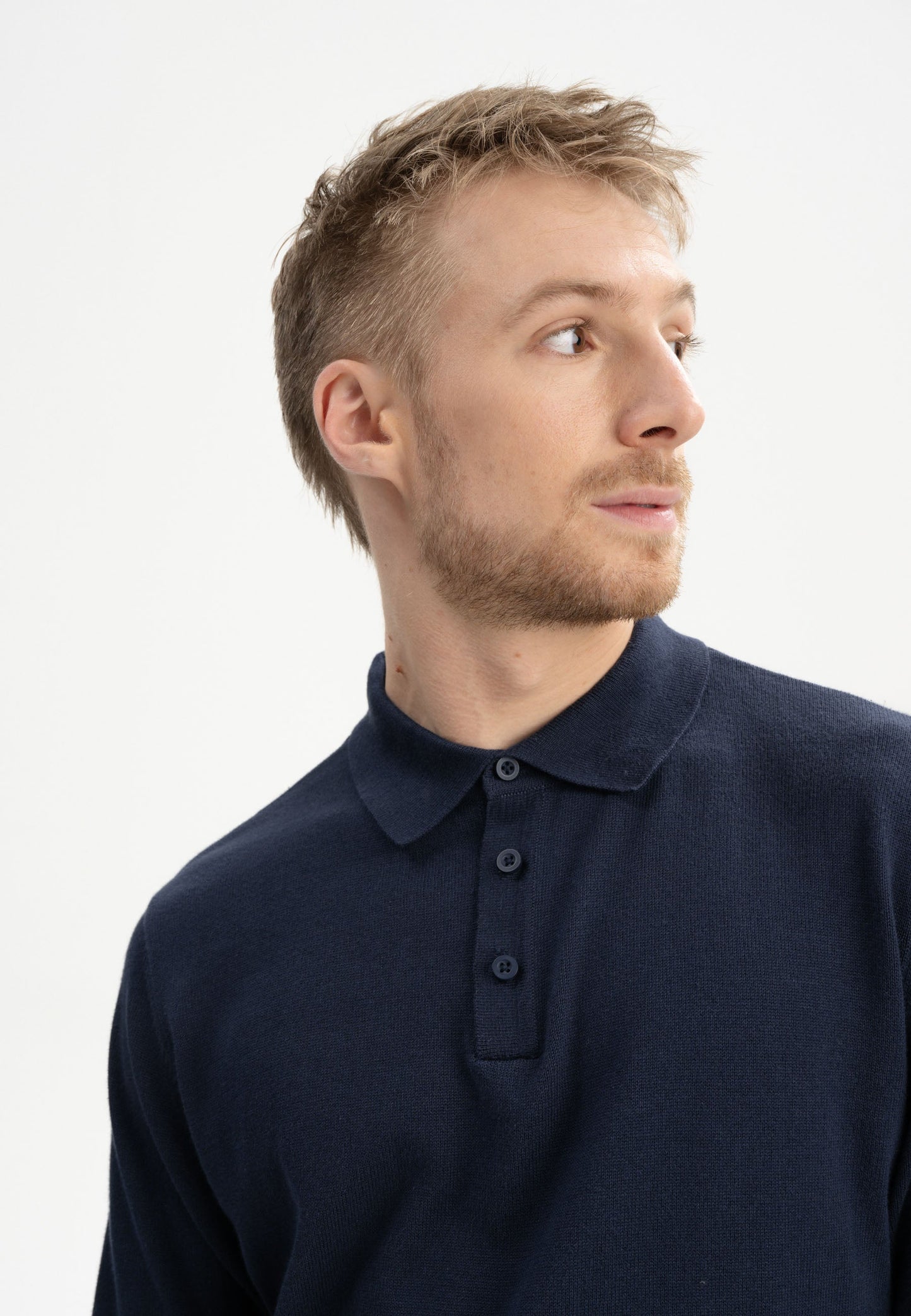 Langärmliges Strick-Poloshirt Modell HARISH