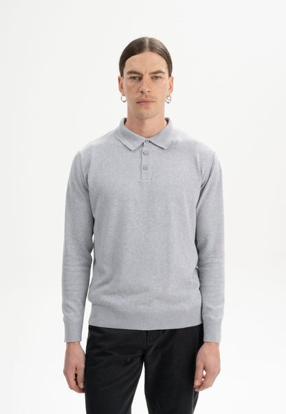 Langärmliges Strick-Poloshirt Modell HARISH