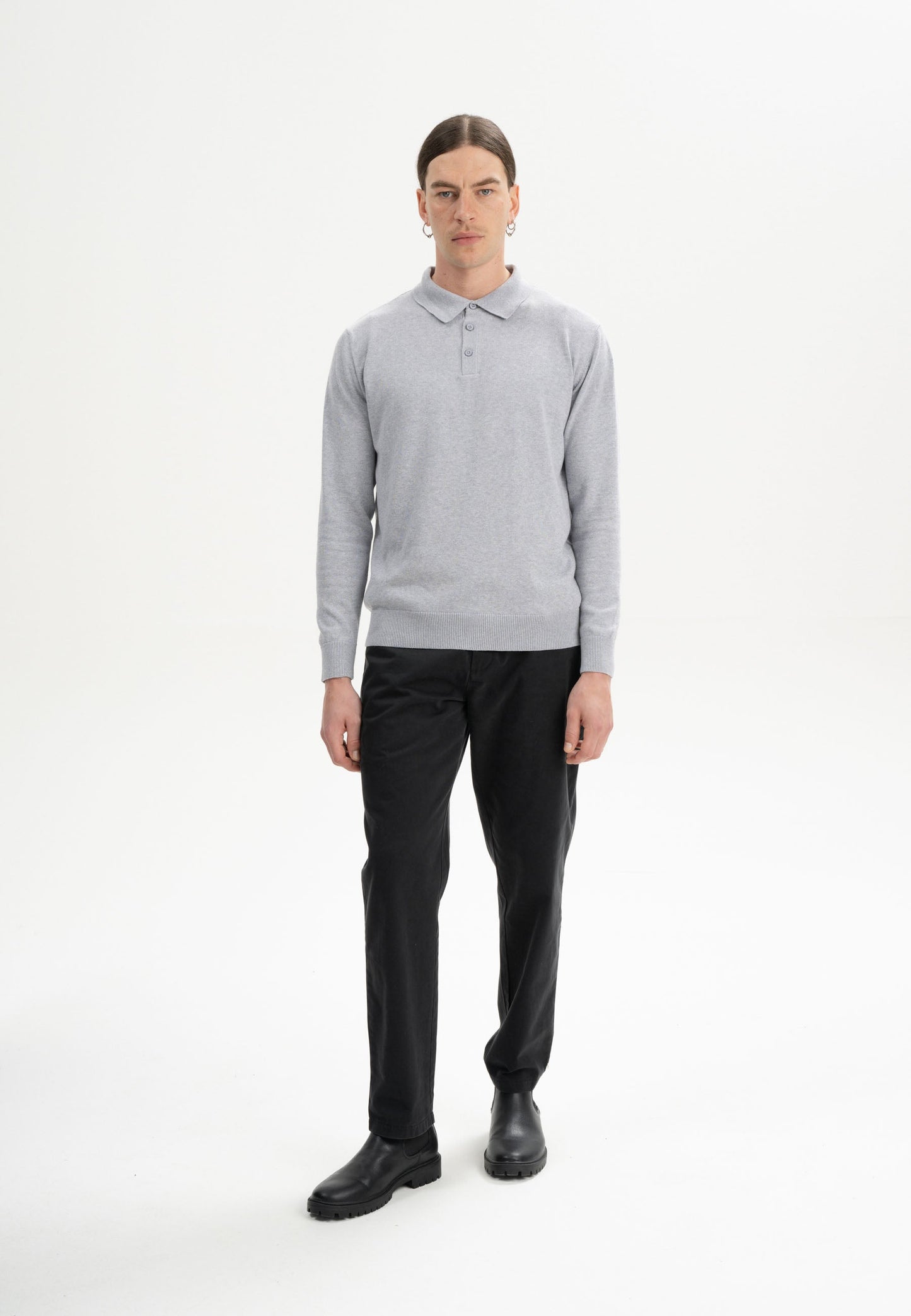 Langärmliges Strick-Poloshirt Modell HARISH