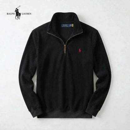 RL Men's Soft Cotton Sweater – Stand-Up Collar with Zipper & Long Sleeves